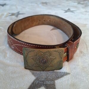 Bianchi Sportsman Vintage Enameled Belt Buckle #1661 & Belt Western Statement